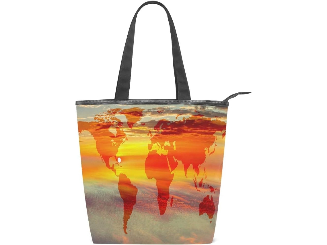 Bolsa de Ombro Grande com Estampa de Pôr do Sol POLÍESTER 28x10x34 cm