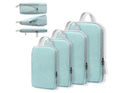 Conjunto de 4 sacos de compressão para viagem, organizadores de mala, cubos com costura dupla AQUAFORGE