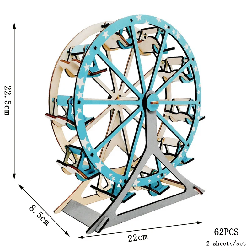 Jogo de Quebra cabeça 3d de Madeira Feito À Mão, Modelo de Montagem Diy MDUG (roda gigante)