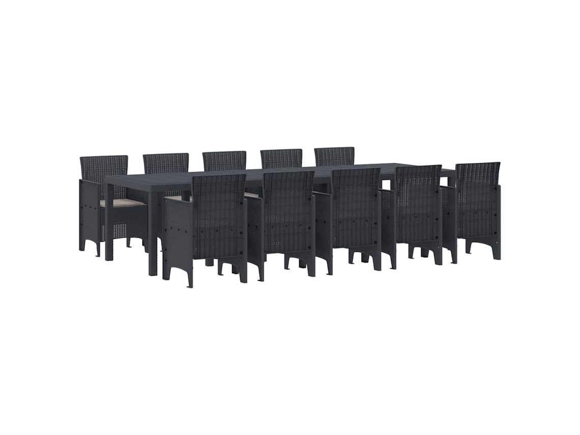 Conjunto 11 Conjunto De Jantar Para Exterior Vidaxl Antracite Polipropileno (300 X 100 X 73 Cm)