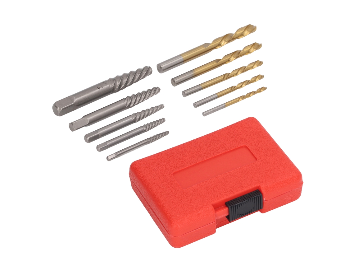 Set De 10 Extractores De Parafusos E Porcas, Brocas De Perfuração Esquerda Para Remover Parafusos Danificados