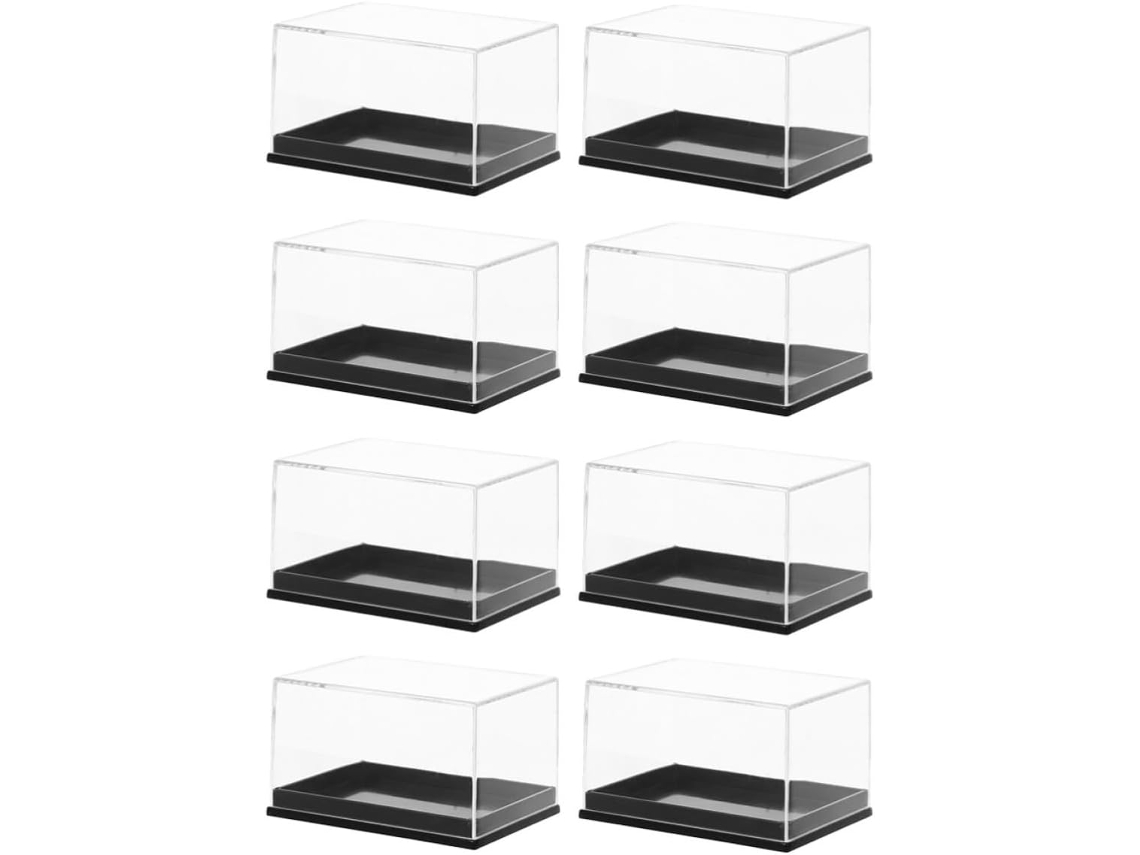 Conjunto 8 Caixas Retangulares Plástico Transparente Design Versátil Exibir Conchas Minerais Decoração Casa GOKOCO