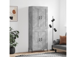 Vidaxl Armário Alto 69,5x34x180 Cm Derivados De Madeira Cinza Cimento