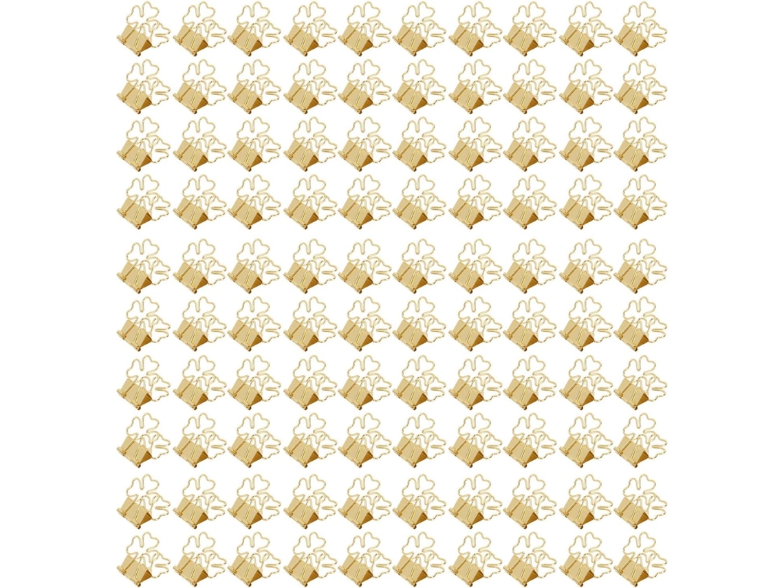 100 Clipes De Papel Em Formato Flor, Com Forte Aderência, De Metal, Lindos Clipes Documentos E Bilhetes Dourado