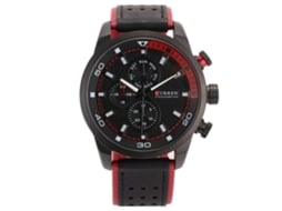 Relógio masculino elegante e resistente de quartzo para uso casual em negócios, com pulseira vermelha.