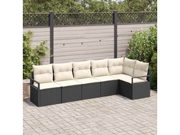 Vidaxl Conjunto De Sofás 6 Pcs Preto Vime Pe