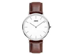 Relógio de pulso Nary Simple and Modern à prova d'água, com mecanismo de quartzo (caixa prateada, pulseira marrom, masculino)