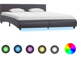 Bed Frame, Bed Frames Vidaxl Cinzeto Couro Artificial (160 X 200 Cm)