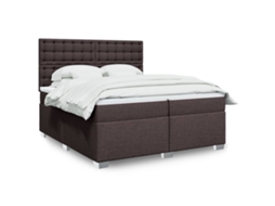 Vidaxl Cama Com Molas/colchão 200x200 Cm Tecido Castanho-escuro