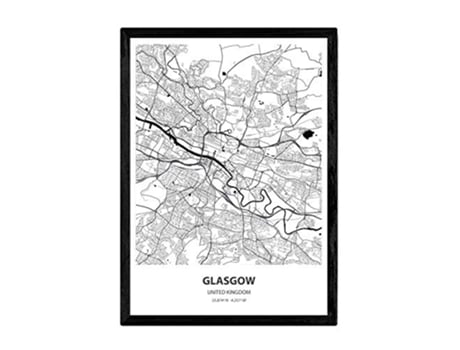 Póster NACNIC con mapa de Glasgow Reino Unido (A3)