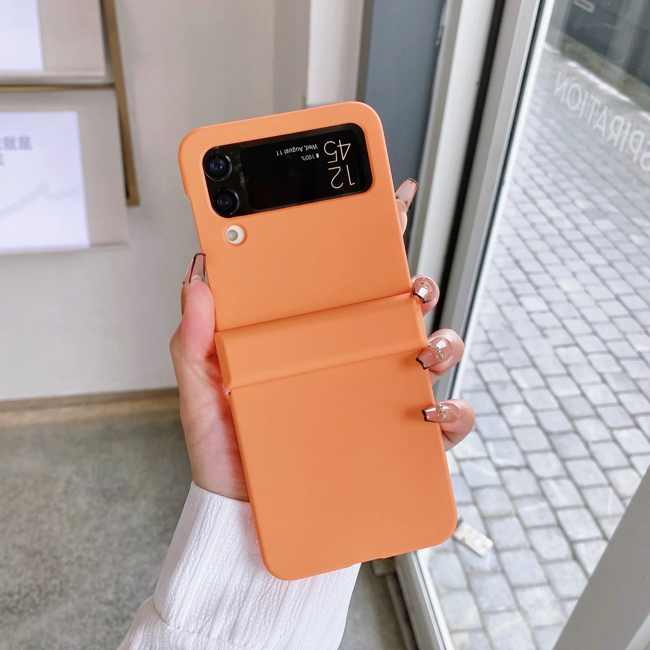 (laranja, Galaxy Z Flip 7 Fe) Capa Dobrável Rígida Ultrafina Para Celular, Resistente A Impactos, Confortável Ao Toque E Altamente Protetora.