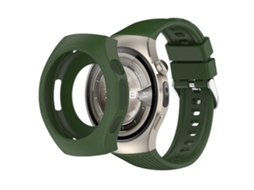 Conjunto De Pulseira De Silicone Com Listras Verticais Integradas E Capa Protetora De Silicone Para Relógio.