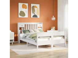 Vidaxl Cama Com Estante Sem Colchão 160x200 Cm Pinho Maciço Branco