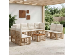 Vidaxl Conjunto De Sofás Para Exterior 9 Unid. Natural E Branco Creme