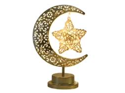 Laxiscreed Lâmpada De Mesa Decorativa Com Design De Lua E Estrela Em Ferro Para Festas