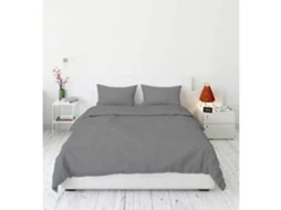 Conjunto Capa Edredão Microfibra 260x240cm Cinza KASA