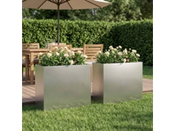 Vidaxl Vaso De Jardim 2 Unid. Prateado 50 X 20 X 40 Cm Aço Inoxidável