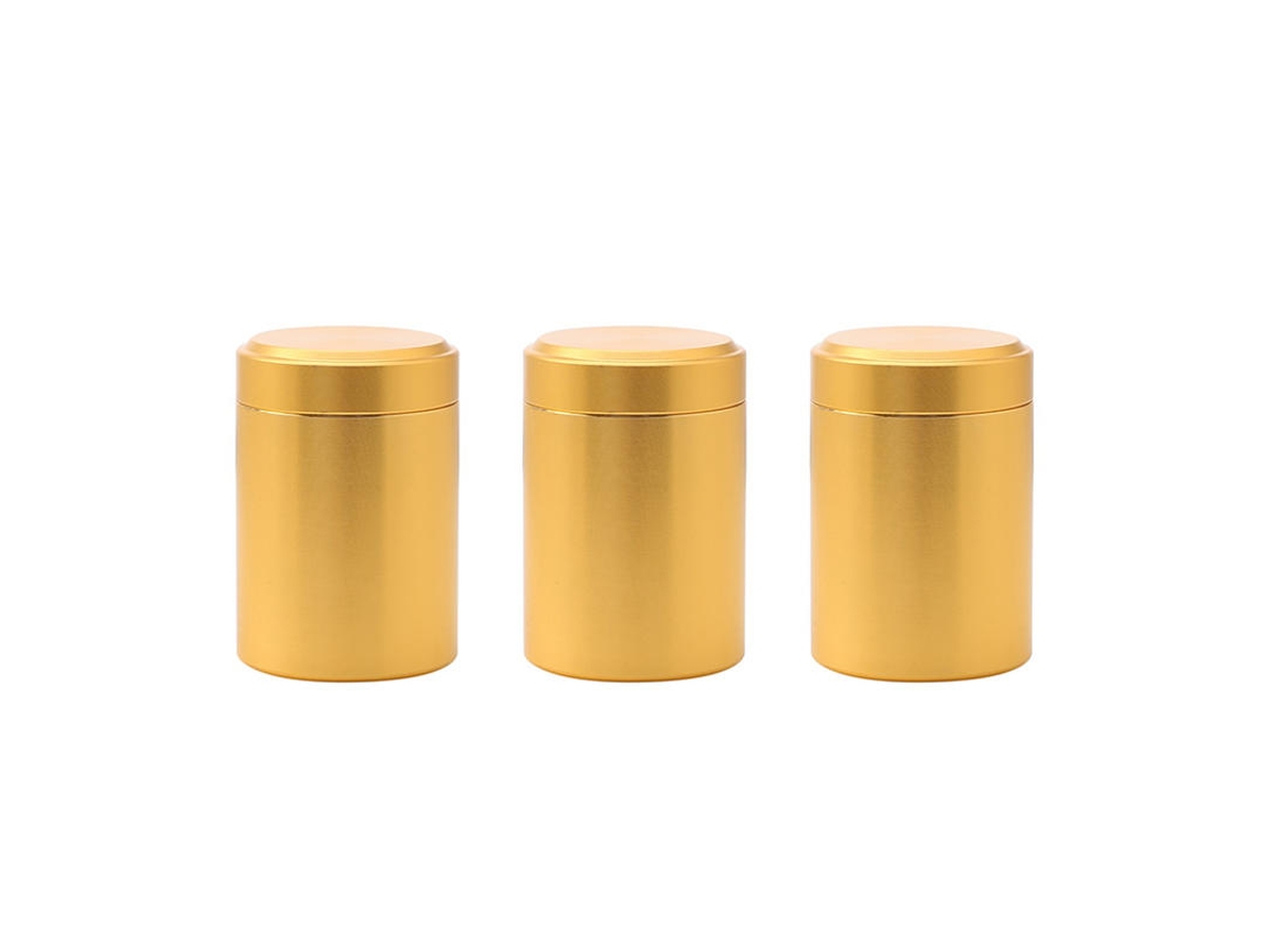 (conjunto De 3 Peças Dourado) Mini Caixa De Chá De Metal, Recipiente Pequeno E Portátil
