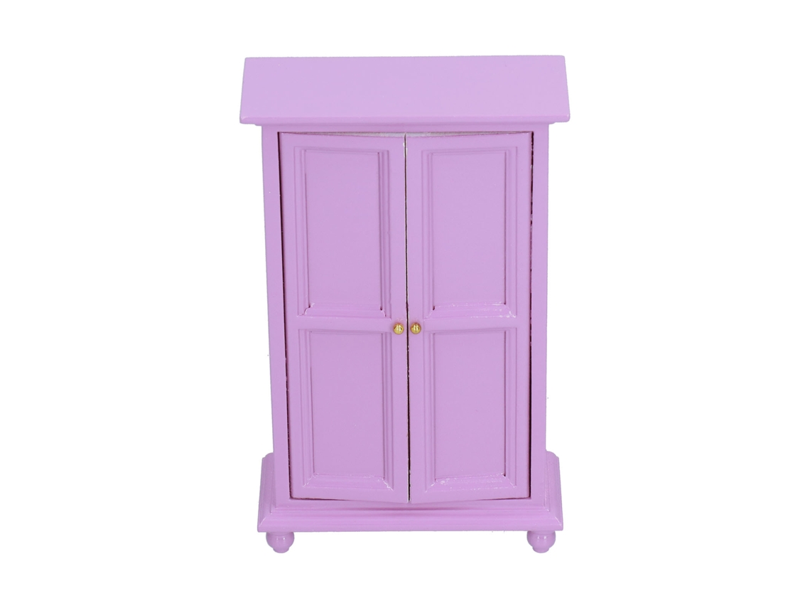 Mali armário de Casinha de Bonecas em Madeira Miniatura Bétula 1:12 Roxo Decorativo
