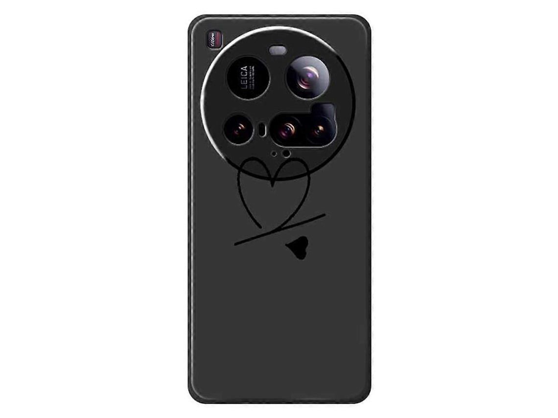 Capa Tkdaddy Para Xiaomi 15 Ultra, Preta, Com Estampa De Amor, Borda Reta, Tpu, Capa Traseira Preta