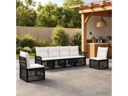 Vidaxl Conjunto De Sofá De Jardim 6 Unid. Preto Vime Pe