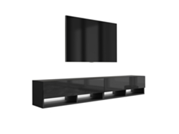Suporte De Tv 200 (2 X 100) Cm Preto Fosco / Preto Brilhante, Led Branco, 200 × 32 × 34 Cm 3E 3XE LIVING.COM