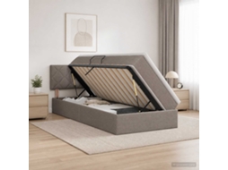 Vidaxl Cama De Armazenamento Led Com Colchão Cinzento-acastanhado