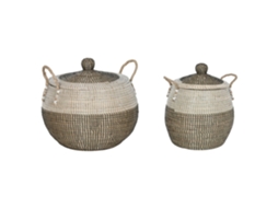 Conjunto de 2 Cestos de Junco Branco, 45x45x48cm ALEXANDRA HOUSE LIVING