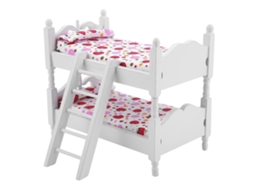 Primerox cama de Bunk para Boneca Móvel Miniatura Casa de Bonecas 1:12 Brinquedo Infantil (morango Rosa)