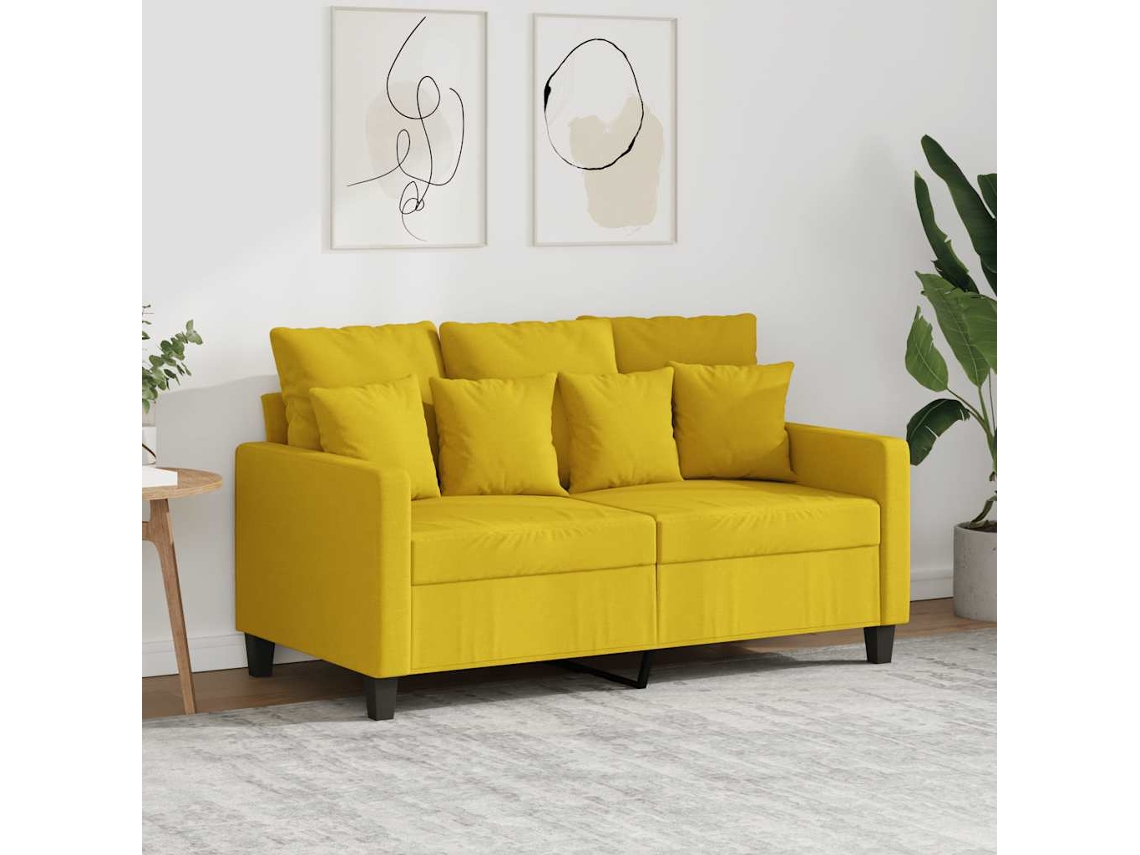 Vidaxl Sofá De 2 Lugares 120 Cm Tecido Amarelo-claro