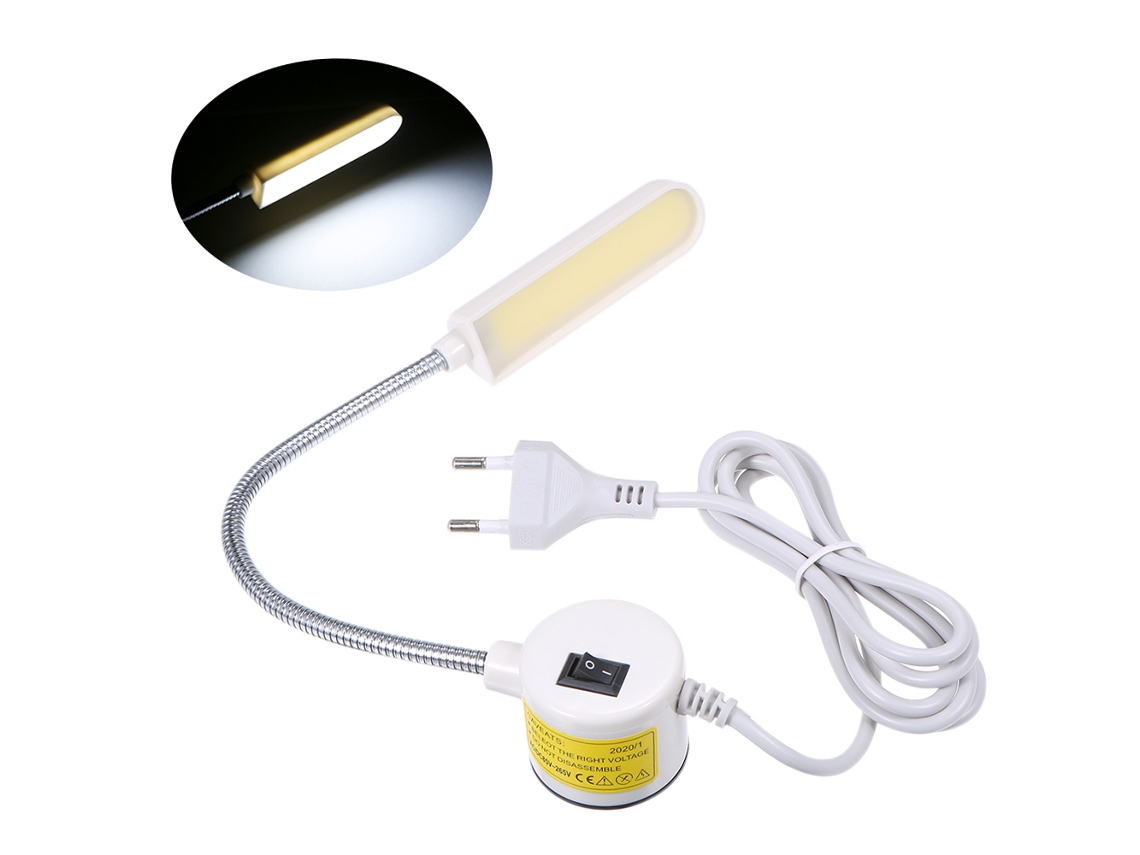 Luz para Máquina de Costura Cob 6w Base Fixa Tubo Flexível Goose Neck Ac110 250v