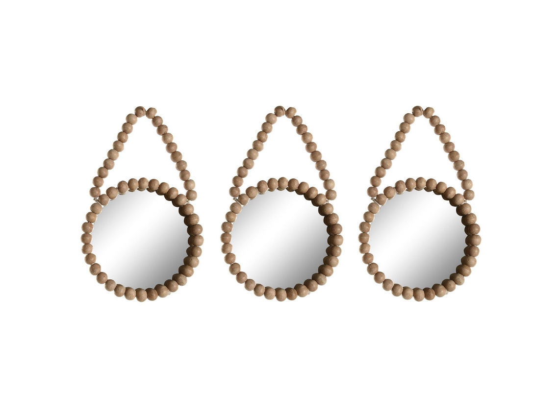 Conjunto de espelhos escandinavos naturais Home Esprit 15 x 1 x 24 cm (3 peças)