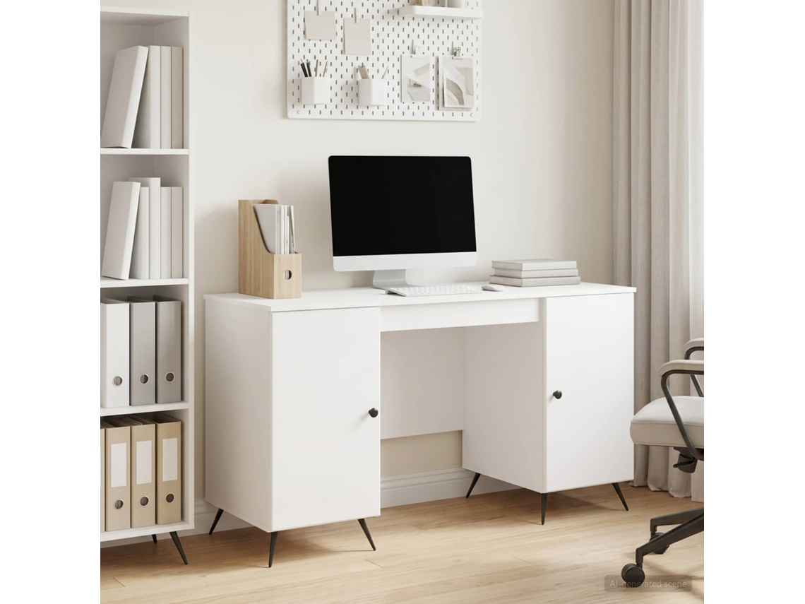 Vidaxl Mesa Branco Brilhante 142,5 X 50 X 75 Cm Derivados De Madeira