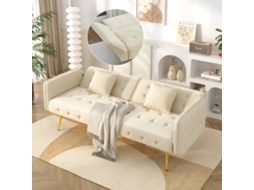 Sofá-cama 2 Lugares, Encosto Ajustável, Braços Retráteis. Modelo Dobrável Em Veludo, Ampla Área De Descanso.