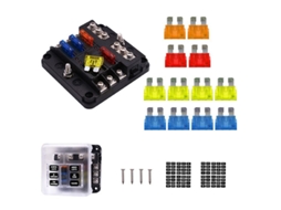 Caixa de Fusíveis 6 Vias com Bussola Negativa e Indicadores LED 16 Fusíveis S/MARCA