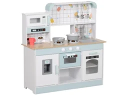 Cozinha de madeira infantil com sons, lavatório, micro-ondas, máquina de gelo e acessórios 88,6x31,7x90,4cm branco S/MARCA