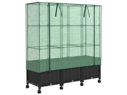 Conjunto 3 Vaso De Jardim Vidaxl Preto Polipropileno (120 X 40 X 144 Cm)