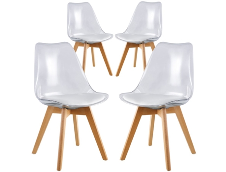 WEHOME Conjunto de 4 Cadeiras de Cozinha Transparentes Linda