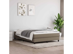 Vidaxl Cama Com Molas/colchão 140x190 Cm Tecido Castanho-acinzentado