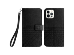 Suporte Casa Para Iphone 14 Pro Max Pele Sintética Preto