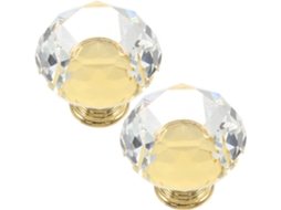 Conjunto De 2 Puxadores Cristal Transparente Com Base Em Liga Zinco Dourada Elegantes Para Portas Cômodas E Armários
