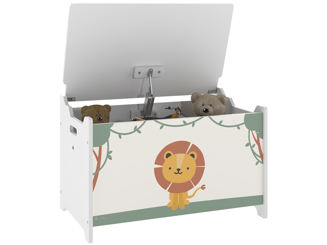 Caixa de Brinquedos Infantil com Tampa para Brinquedos e Roupas. 60x37x39 Cm. Verde Ge