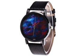 Relógio analógico de quartzo para homens e mulheres com pulseira de couro PU (preto)