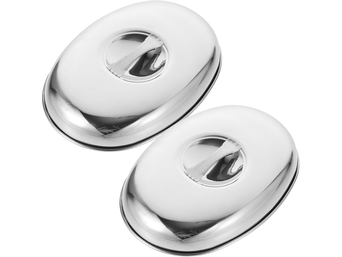Tampa Oval Grande Em Aço Inoxidável Para Bifes, Cúpula Protetora Para Alimentos E Queijo Derretidos, Gokoco