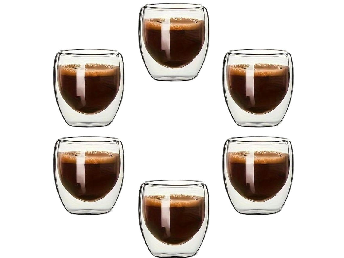 Pack 6 Copos em Vidro Duplo Térmico 80Ml para Maquina Delta Q ANTIIMPACTO!