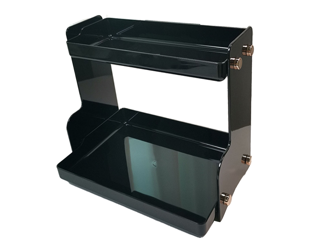 Rack de armazenamento para mesa de duas camadas multifuncional preto | S/MARCA
