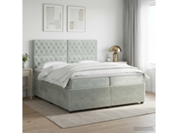 Vidaxl Cama Box Spring Com Colchão Cinzento-claro 200 X 200 Cm Veludo