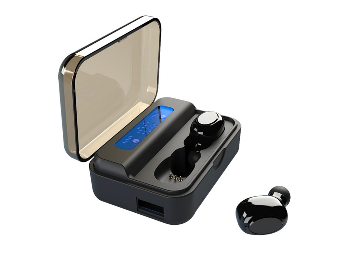 Auriculares Bluetooth True Wireless 5.0 Mini Lcd Binaural Talk de Alta Capacidade Preto