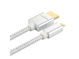 Cabo Micro Hdmi para 2.0 Macho de 3m 4k 60hz Celular, Câmera Digital, Pc e Projetor Prata AQUAFORGE