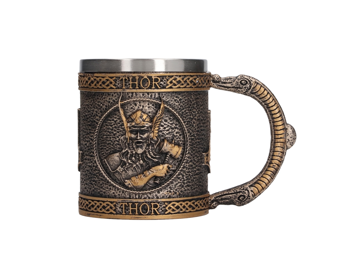 Taza de Acero Inoxidable Con Forro Retro Medieval Pintada a Mano para Cerveza Bar Hogar Restaurante Ktv